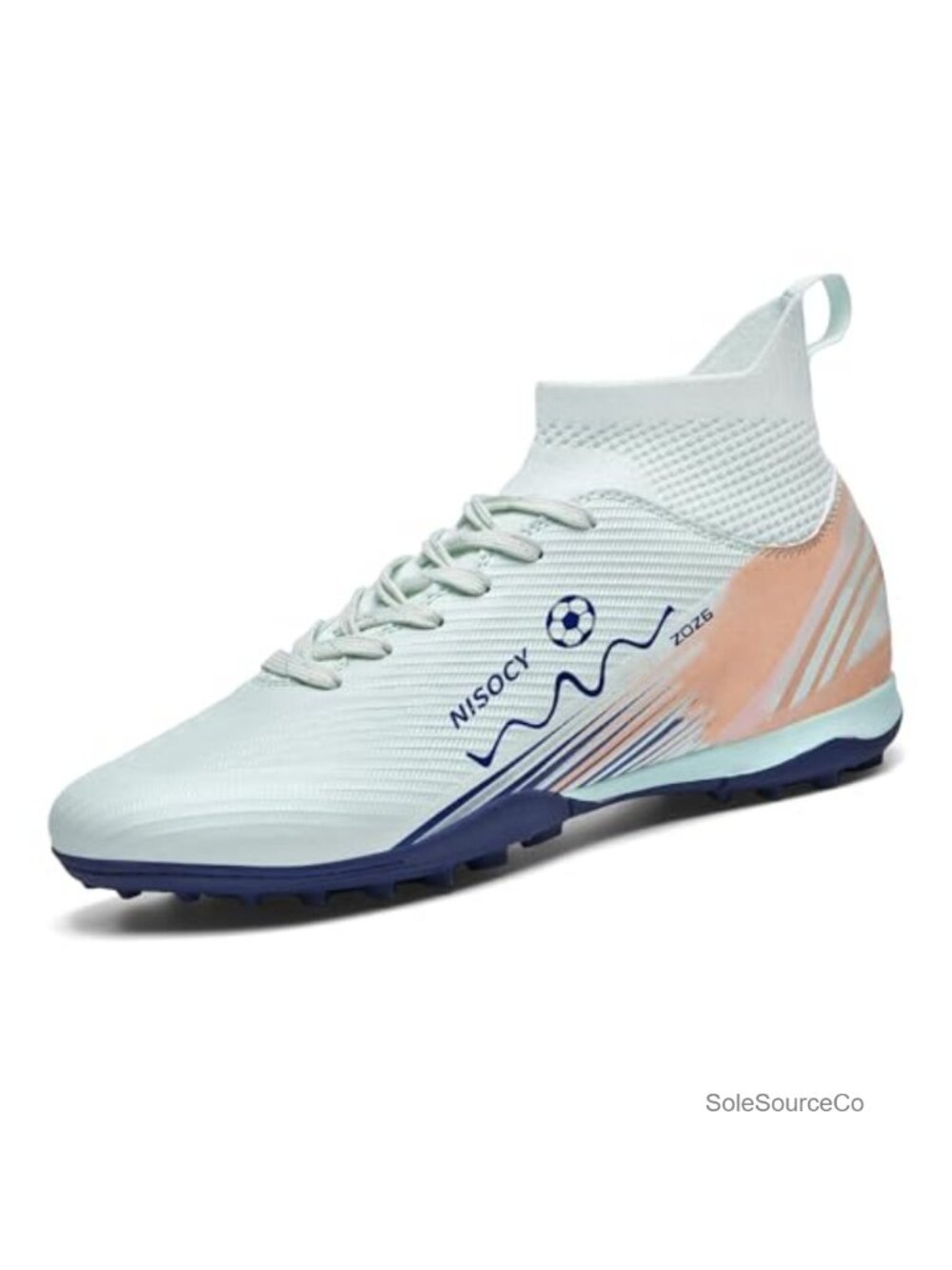 Soccer Cleats High-Top Athletic Turf Football Shoes Faux Leather Lace-Up